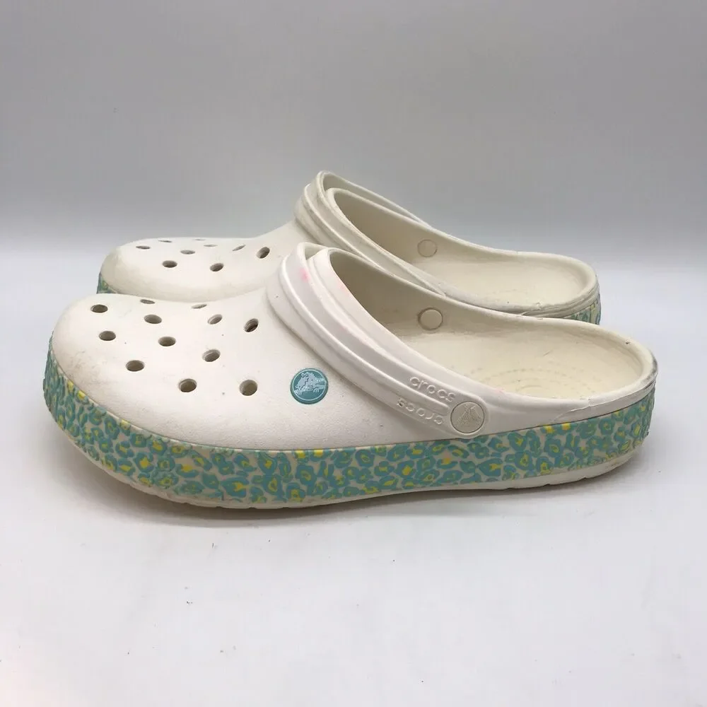 Crocs Platform Clogs White Men's 11 Nurse Medical Work Shoes No Vent Back Strap